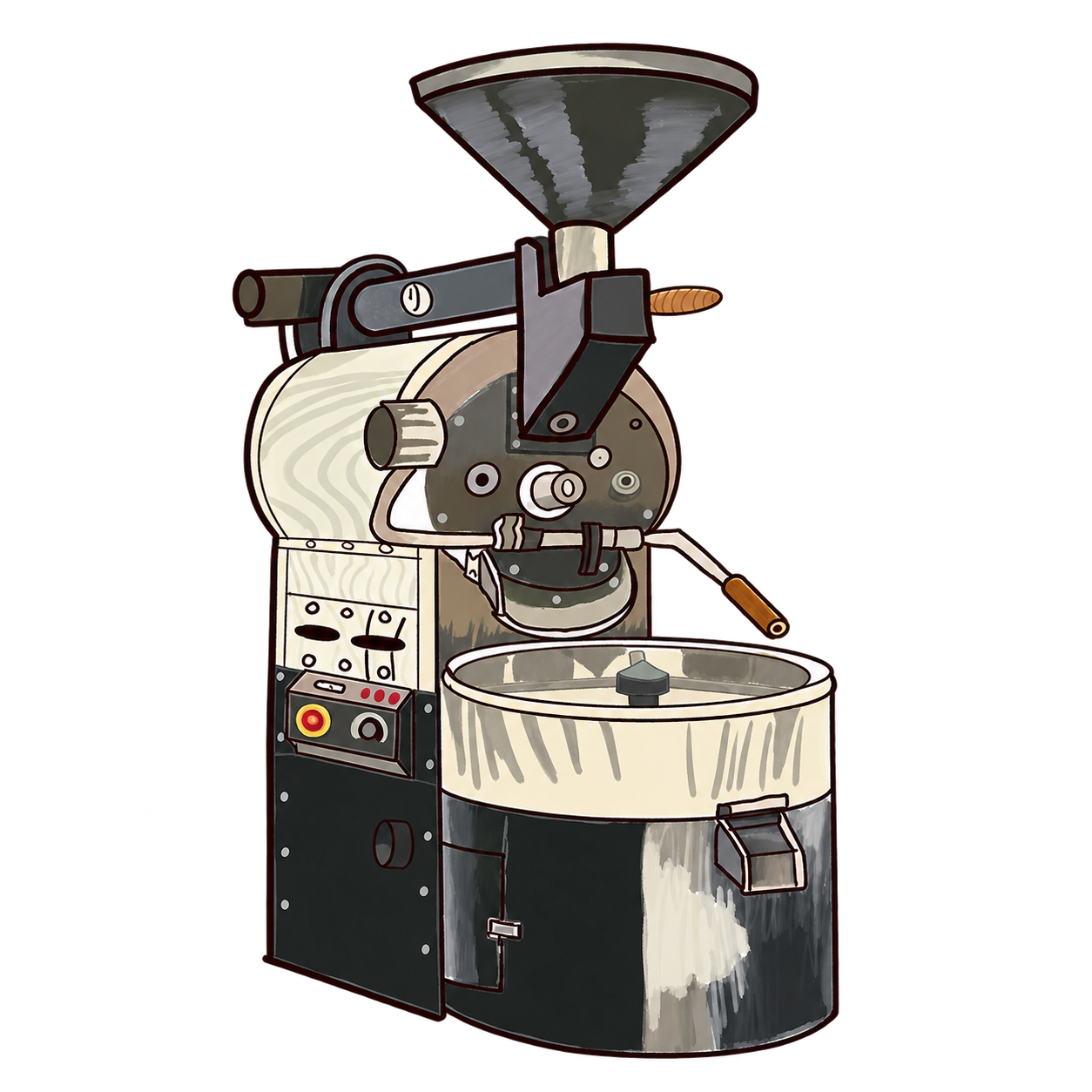 Hand-painted coffee processing machine
